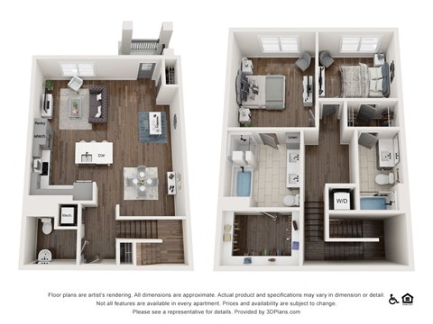 Floor plan for 2 beds, 2 baths, 1481 sqft